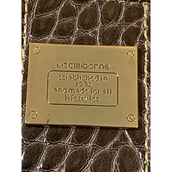 Liz Claiborne Monogram Brown Small Purse, Beige Lining Very G Cond - Picture 6 of 16